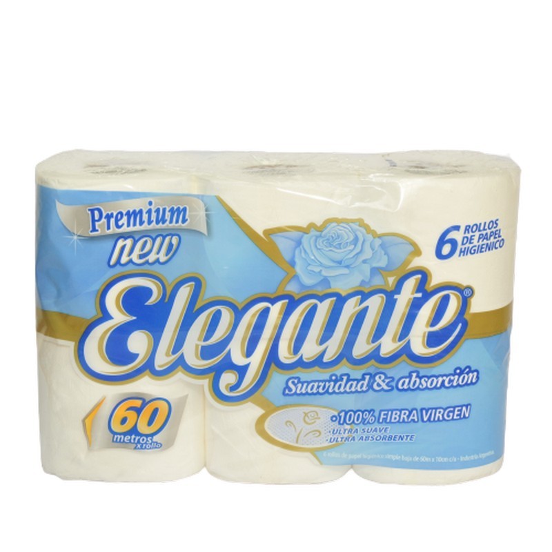 PAPEL HIGIENICO PREMIUM ELEGANTE BCO 8x6x60MTS       