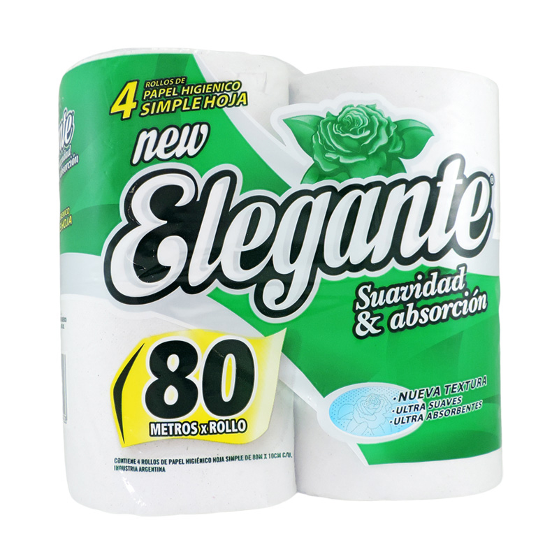 PAPEL HIGIENICO ELEGANTE BCO 10x4x80MTS