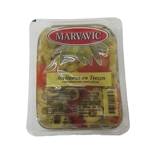 [00537        ] ACEITUNA TROZO C/MORRON  10X300c BAND MARVAVIC